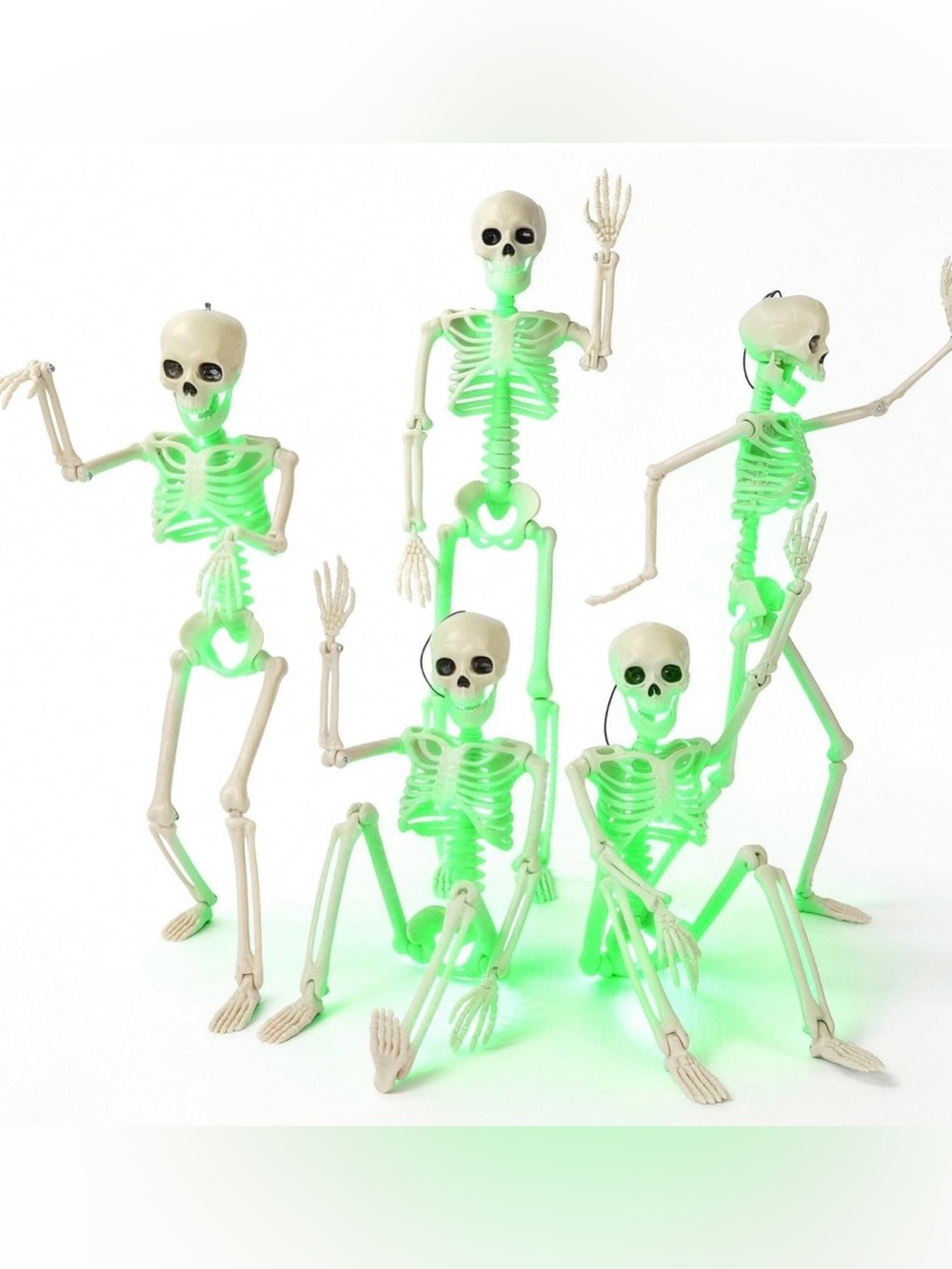 Glowing Skeletons! 5 in pack Scary light up Halloween Party Festive Decorations